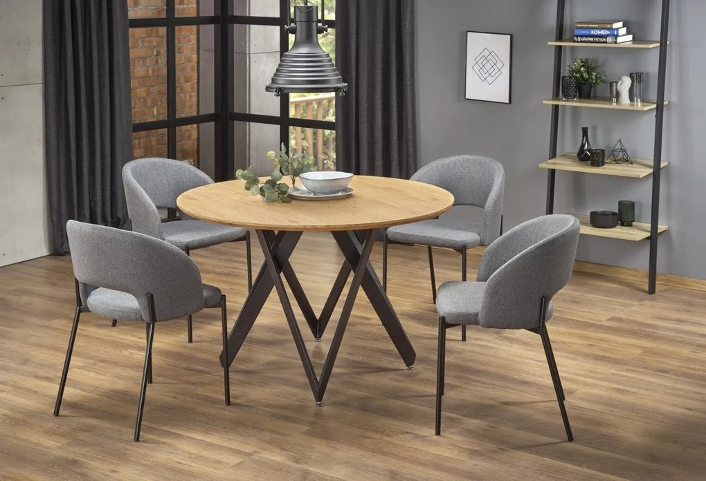 Set tavolo rotondo Mozambik ø120 cm + 4 sedie K373 grigio