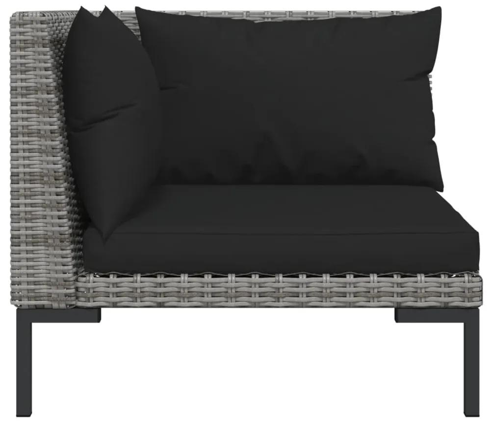 Set divani giardino 8 pz con cuscini in polyrattan grigio scuro