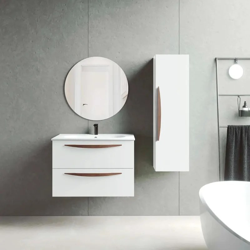 Mobile da bagno sotto lavabo Arco bianco ada laccato opaco L 79.5 x H 55 x P 45 cm 2 cassetti, lavabo posizionabile centralmente non incluso