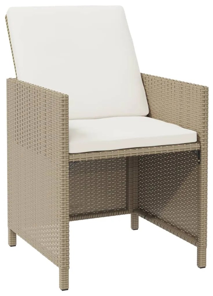 Set da pranzo per giardino 9pz con cuscini in polyrattan beige