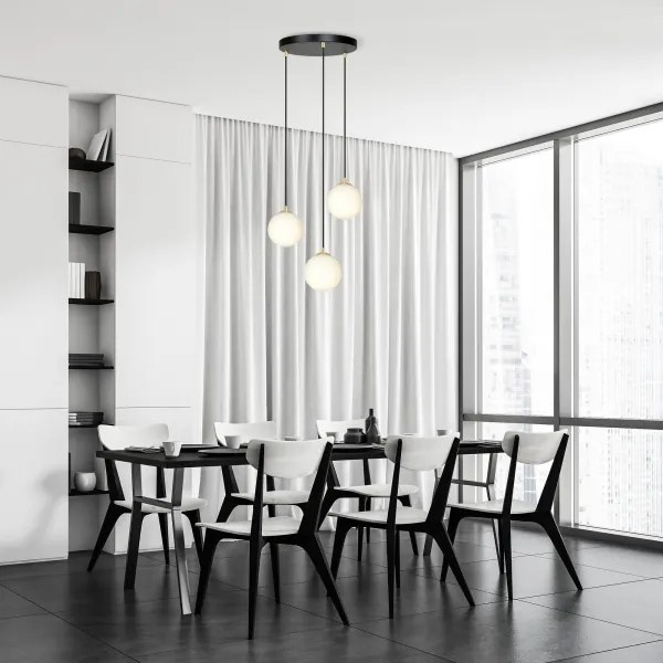 Lampadario a sospensione con filo ROYAL 3xE14/10W/230V diametro 30 cm nero