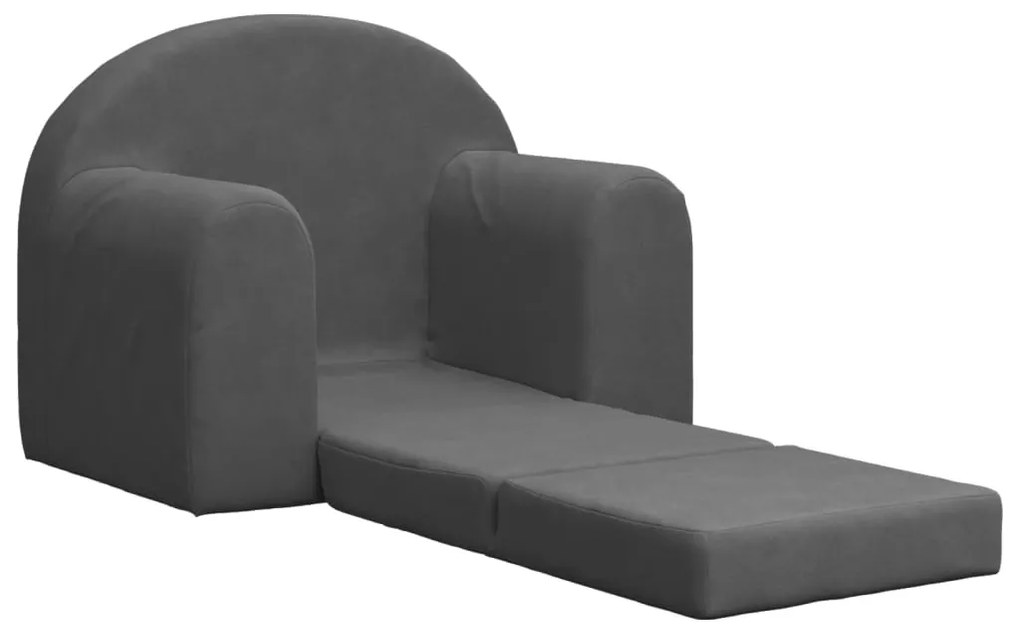 Divano letto per bambini antracite in morbido peluche