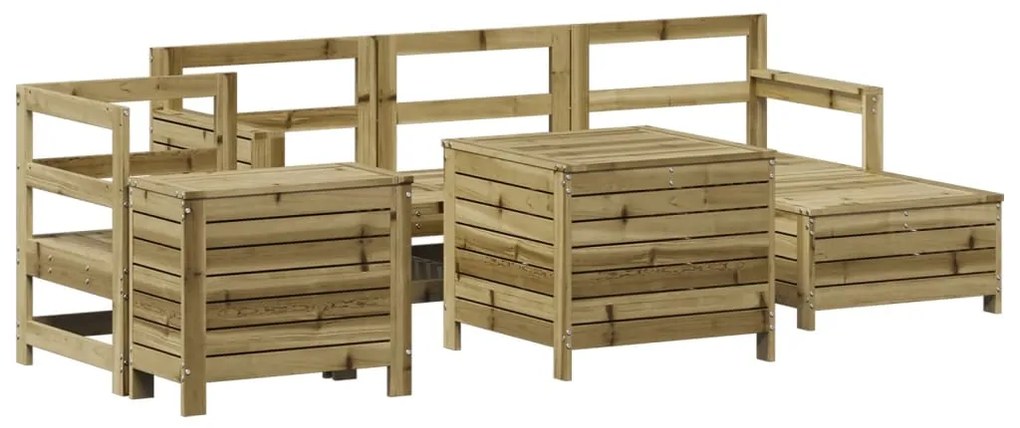 Set divani da giardino 7 pz in legno impregnato di pino