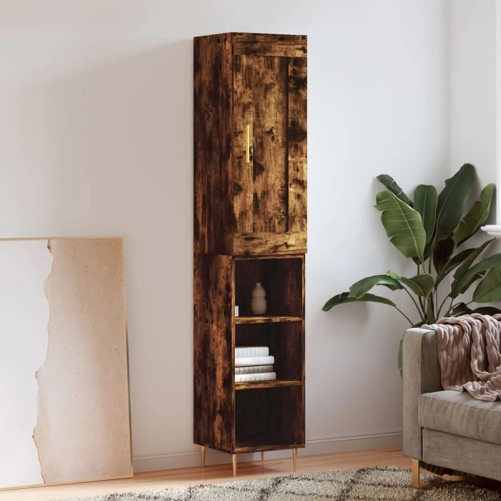 Credenza Rovere Fumo 34,5x34x180 Cm İn Legno Multistrato /