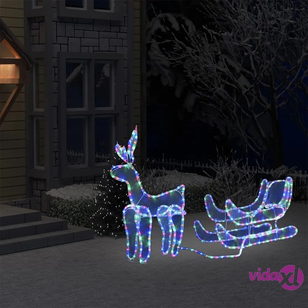 vidaXL Decorazione Luminosa Natalizia Slitta e Renna con Rete 432 LED