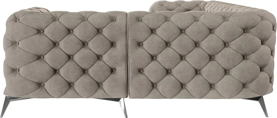 Divano angolare greige (con penisola a destra/a L) con rivestimento in velluto Chelsea – Ropez