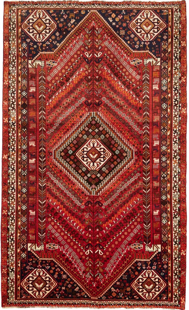 Shiraz Tappeto 290x180 Rosso (Iran) Annodato A Mano