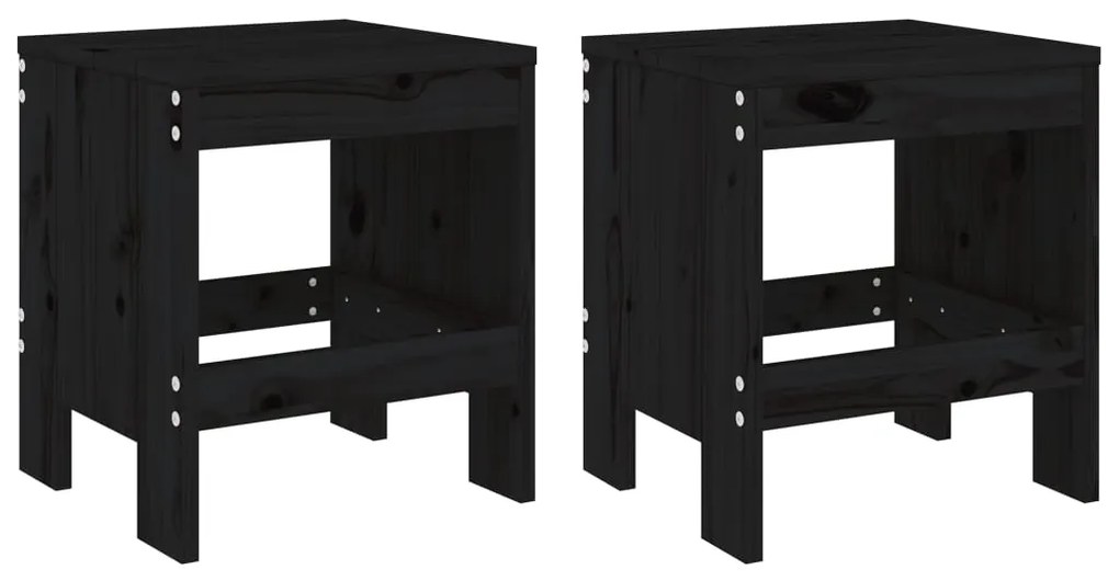 Set da bistrot da giardino 3 pz nero in legno massello di pino