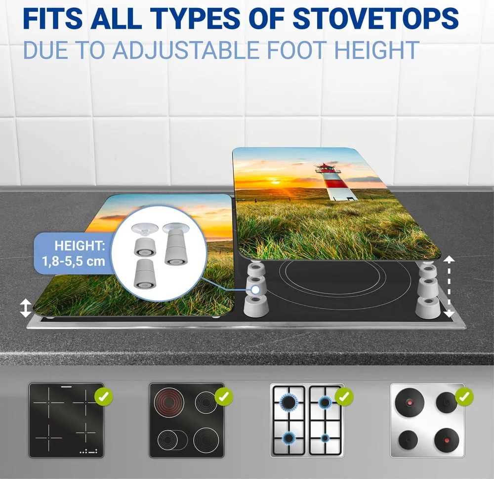 Set di 2 coperchi per stufe in vetro temperato 52x30 cm Lighthouse - Maximex