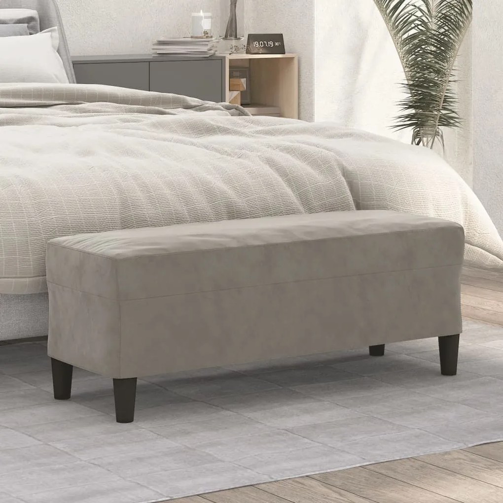 Panca Grigio Chiaro 100x35x41 Cm İn Velluto /