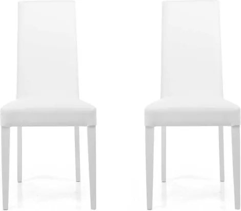 Sedia in ecopelle con gambe verniciate BIANCO mod. DENVER Set da 2 pezzi