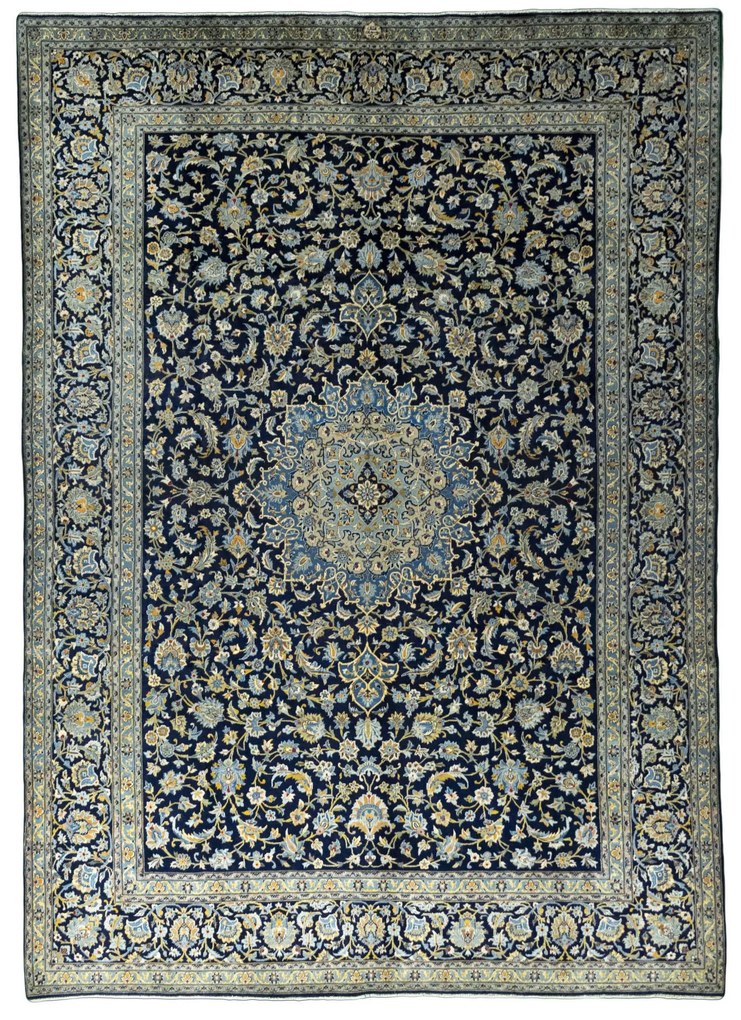 Kashan Tappeto persiano 400x280 Blu (Iran) Annodato A Mano