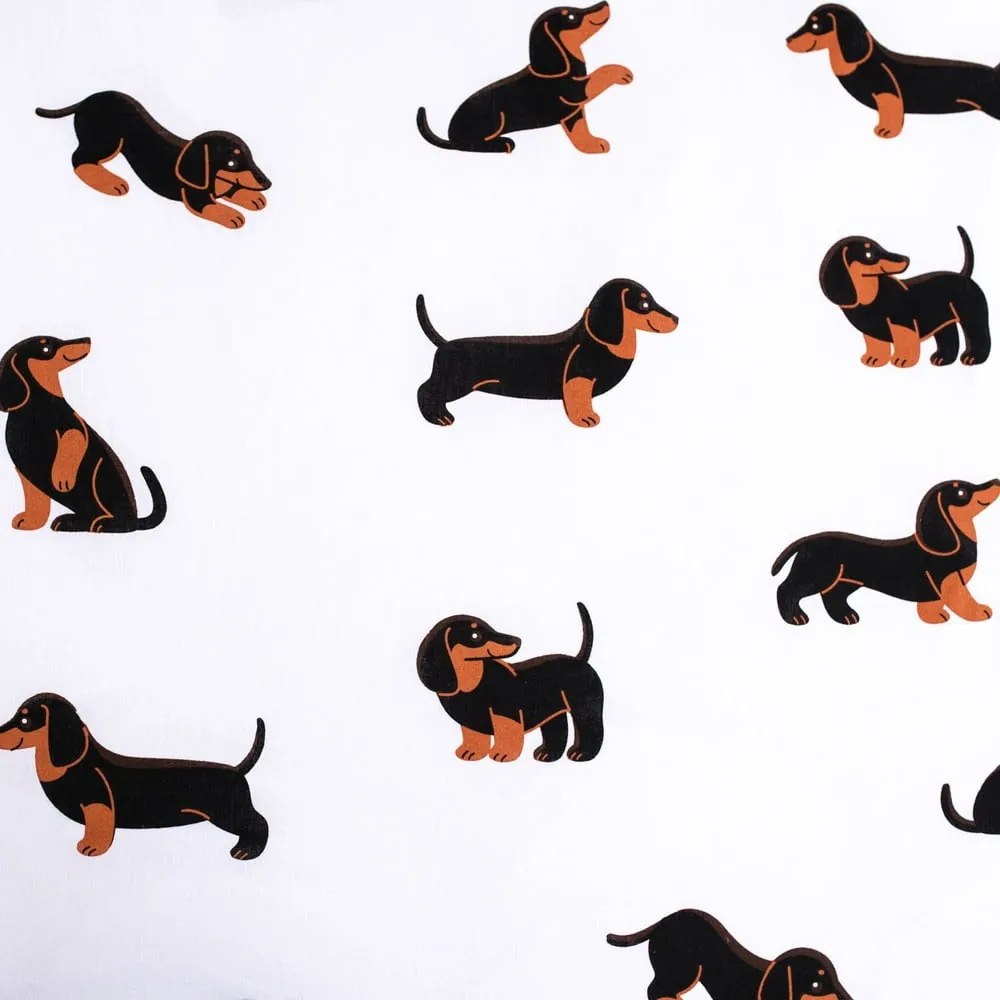 Set copripiumino e federa da bambini bianco e nero in cotone per letto singolo 140x200 cm Dachshund – Jerry Fabrics