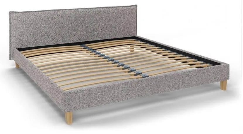 Letto matrimoniale imbottito grigio con griglia 200x200 cm Tina - Ropez