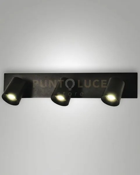 Modo  spot nero 3 luci alluminio spazzolato orientabile  attacco gu...