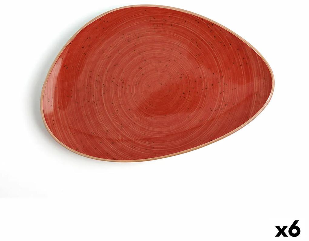 Piatto Piano Ariane Terra Triangolare Ceramica Rosso (Ø 29 cm) (6 Unità)