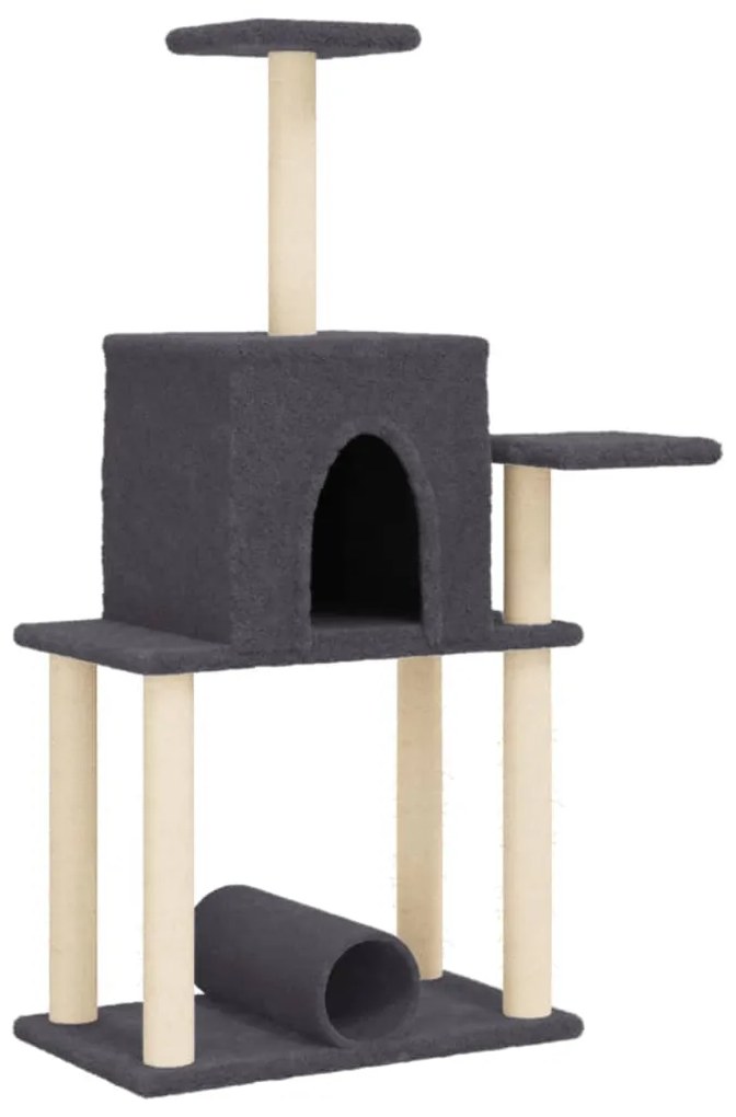 Albero per gatti con tiragraffi in sisal grigio scuro 122 cm