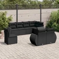 Set Divani da Giardino con Cuscini 8 pz Nero in Polyrattancod mxl 114101