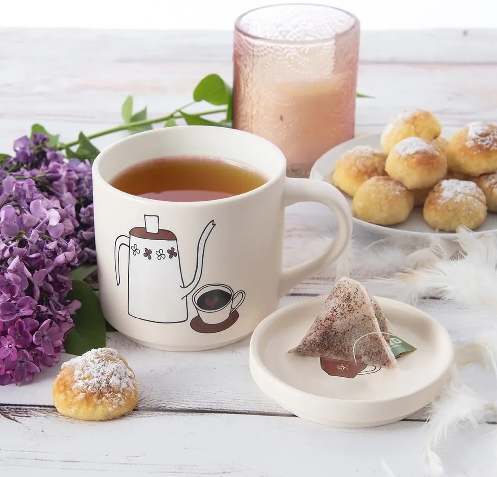 Tazza con coperchio bianca in porcellana 450 ml – Orion