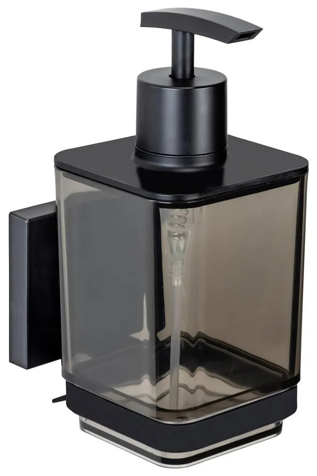Dispenser di sapone in plastica autoportante nero 340 ml Quadro - Wenko