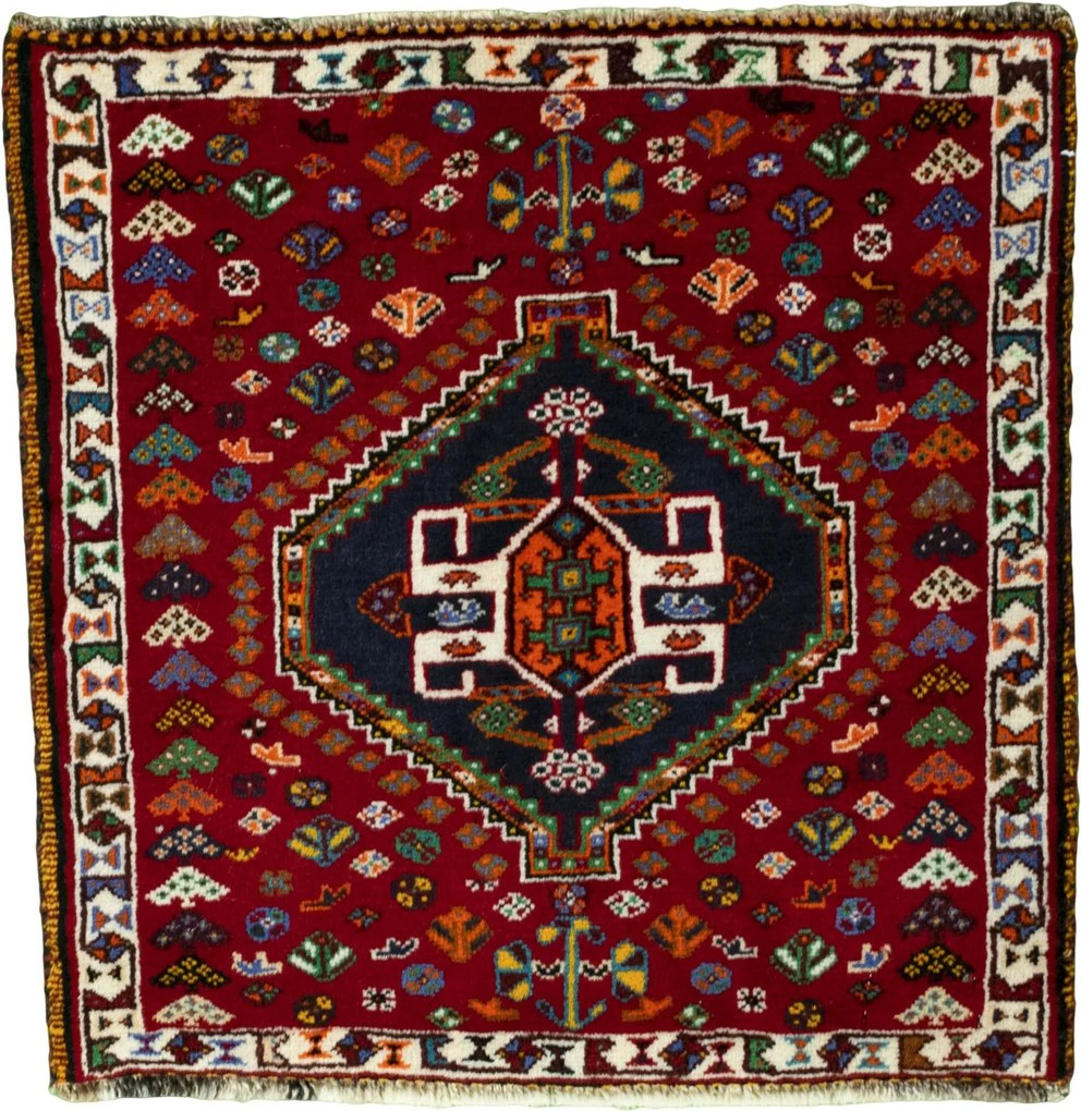 Shiraz Tappeto 70 x 70 Rosso (Iran) Annodato A Mano