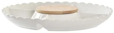 Vassoio per aperitivi DKD Home Decor 25,5 x 25,5 x 3 cm Naturale Porcellana Bianco