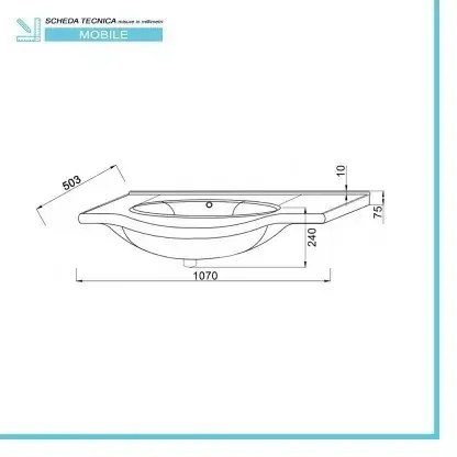 Mobile da Terra 105 cm in rovere bianco completo di specchio con pensile e LED