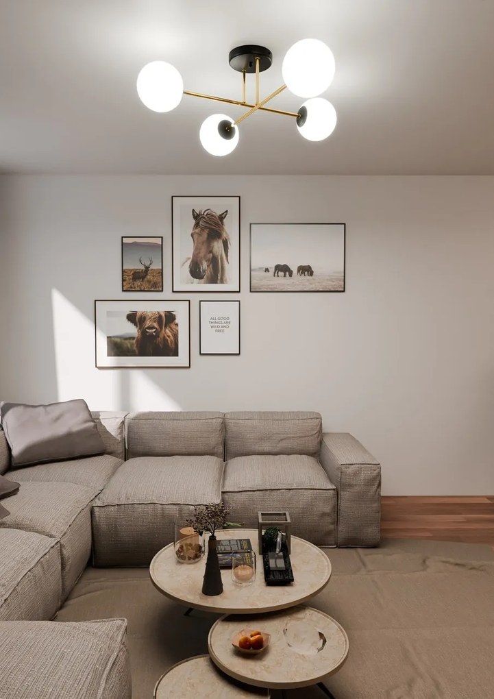 Lampadario da Soffitto MAGNUM 4 in Acciaio e Vetro 4xE14