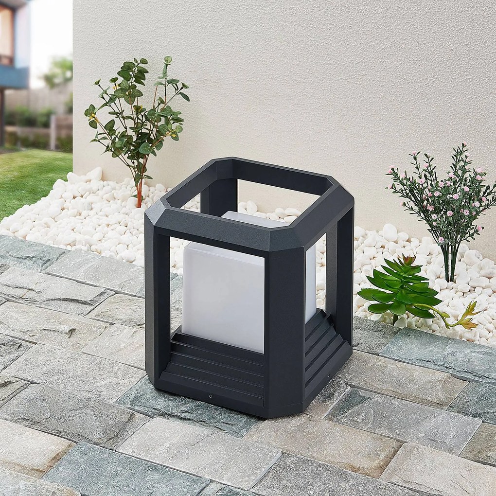 Lucande lampioncino LED Serenella, antracite, metallo, 27 cm