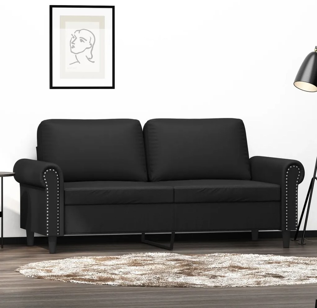 Divano A 2 Posti Nero 140 Cm İn Similpelle /