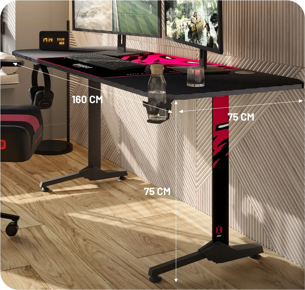 Scrivania da Gaming con LED e Gambe a Z Nera 90x60x75 cmcod mxl 126935