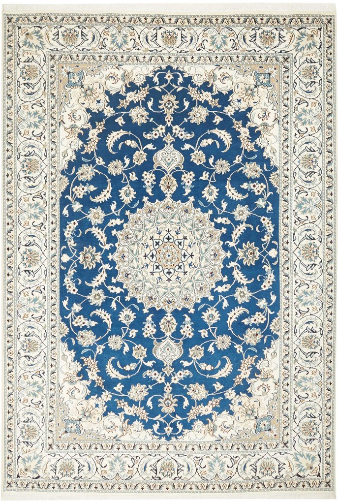 Nain Tappeto 290x200 Blu (Iran) Annodato A Mano