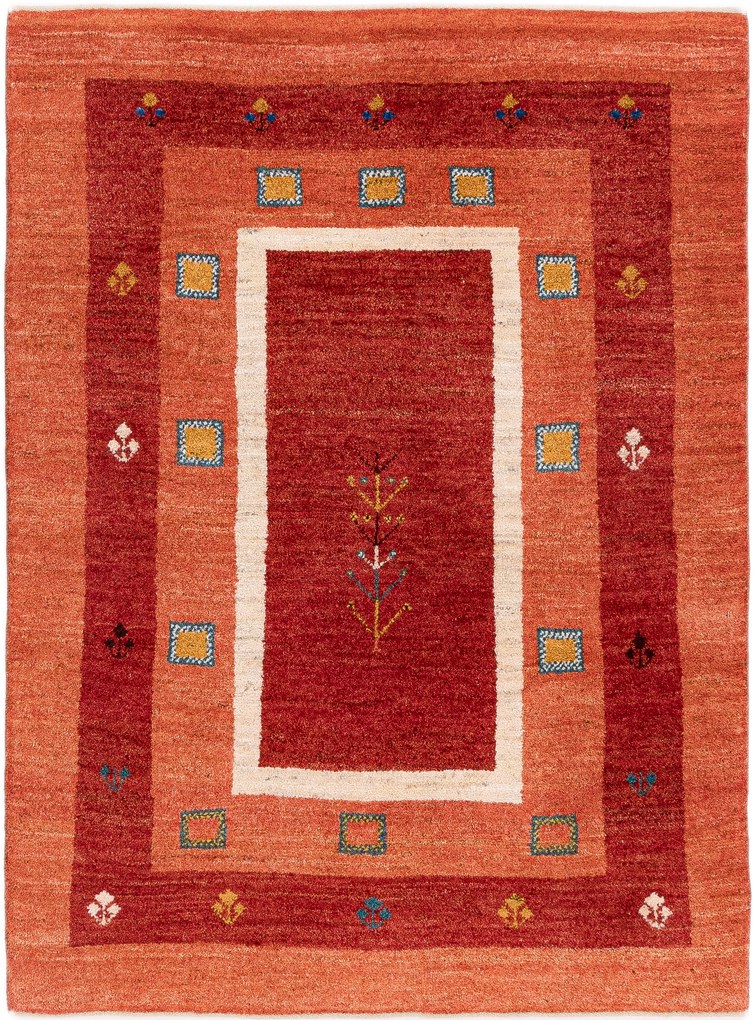 Gabbeh Tappeto 130 x 180 Rosso (Iran) Annodato A Mano