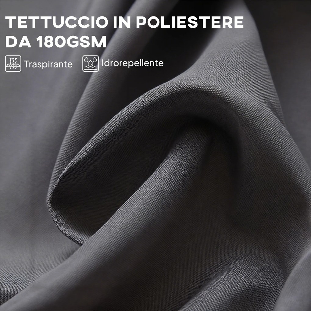 Ombrellone Doppio a 12 Stecche 455x265x238 cm con Base a Croce e Manovella in Acciaio e Poliestere Grigio...