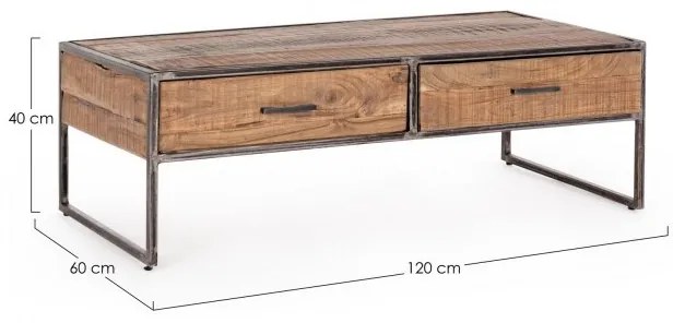 Tavolino 2 cassetti in legno stile design