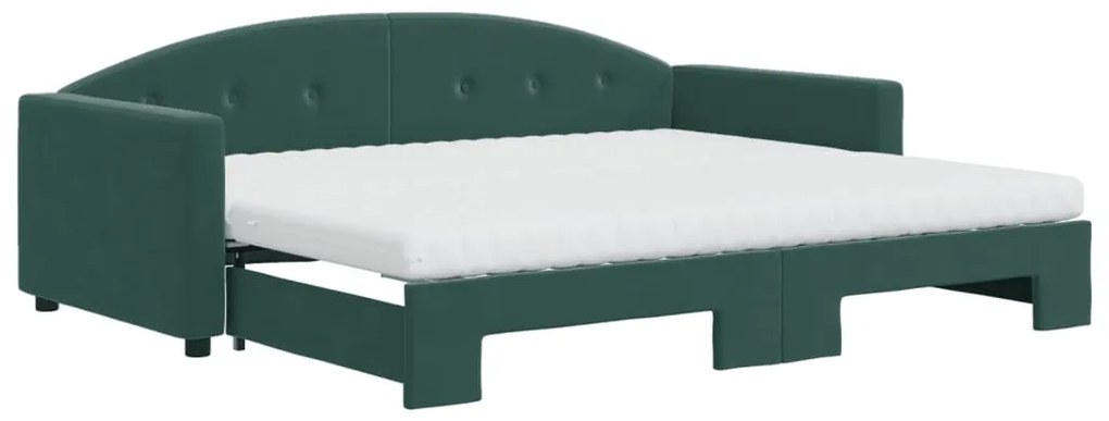 Divano letto estraibile materassi verde scuro 90x200 velluto