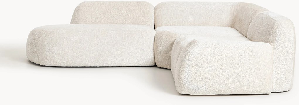 Divano angolare componibile 4 posti con chaise longue in teddy bouclé Wolke