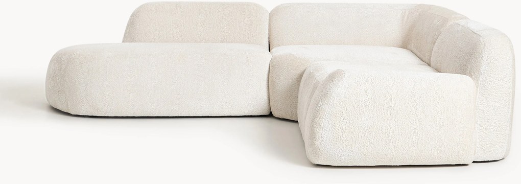 Divano angolare componibile 4 posti in teddy bouclé Wolke