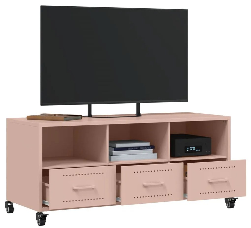 Mobile tv rosa 100,5x39x43,5 cm in acciaio laminato a freddo