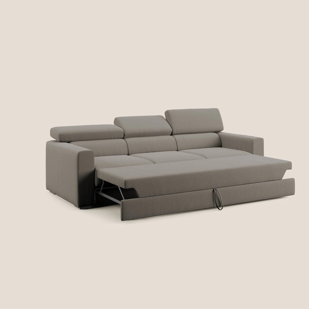 Dylan divano a 3 sedute con pouf estraibile poggiapiedi in tessuto simil cotone impermeabile T13 tortora