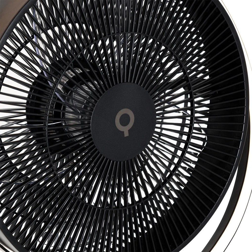 Ventilatore da pavimento a treppiede nero con LED dimmerabile 3 livelli regolabile - Marleen
