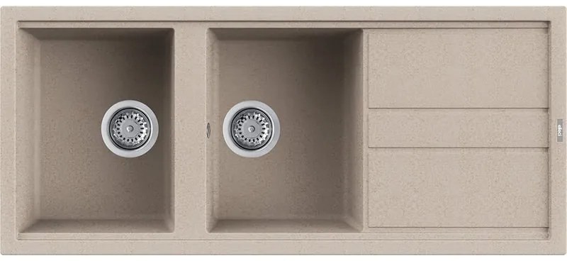 Lavello sopratop 2 vasche in quarzo avena ELLECI L 116 x L 51 cm, reversibile