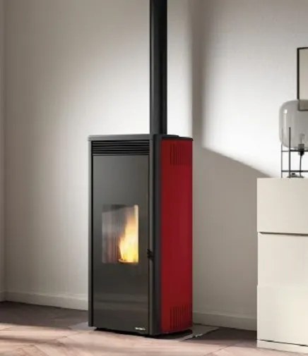 Stufa A Pellet ad aria Ecofire Con top in ghisa e acciaio Rosso Palazzetti Isabel 12 US