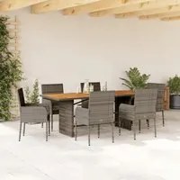 Set da Pranzo da Giardino 7 pz con Cuscini in Polyrattan Grigio 3213512