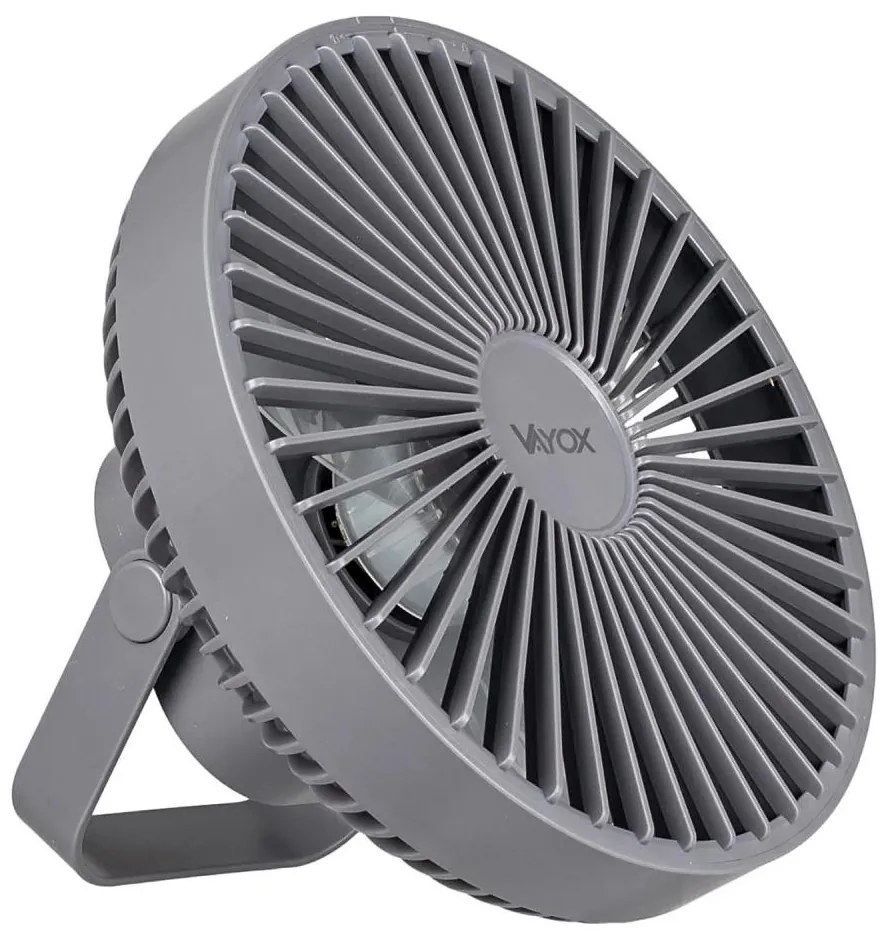 LED Ventilatore da tavolo ricaricabile con illuminazione a LED LED/2W/5V USB 2400 mAh grigio