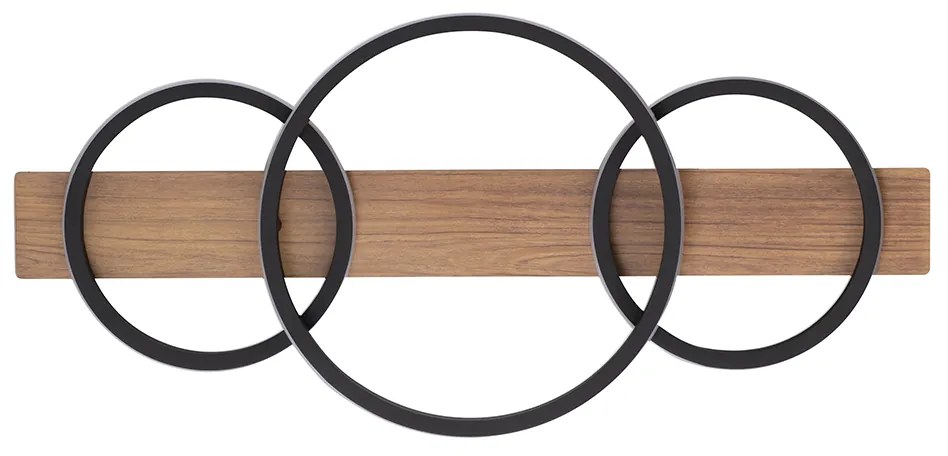 Plafoniera nera con legno incl. LED 3 luci - Marien