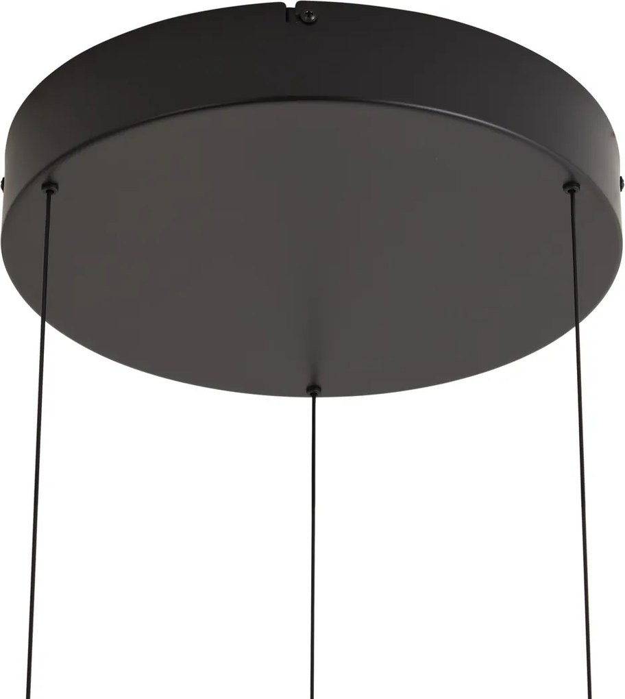 Lampada a sospensione moderna nera con stampa effetto legno di noce, LED integrato dimmerabile a 3 fasi, Easylift - Drew