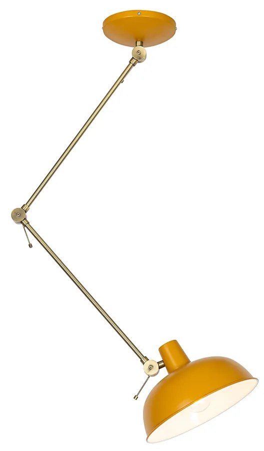 Lampada da soffitto retrò gialla con dettagli in bronzo - Milou