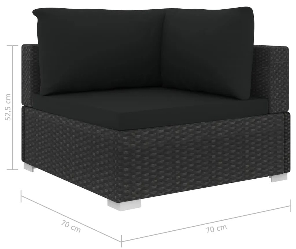 Set Divani da Giardino 5 pz con Cuscini in Polyrattan Nero