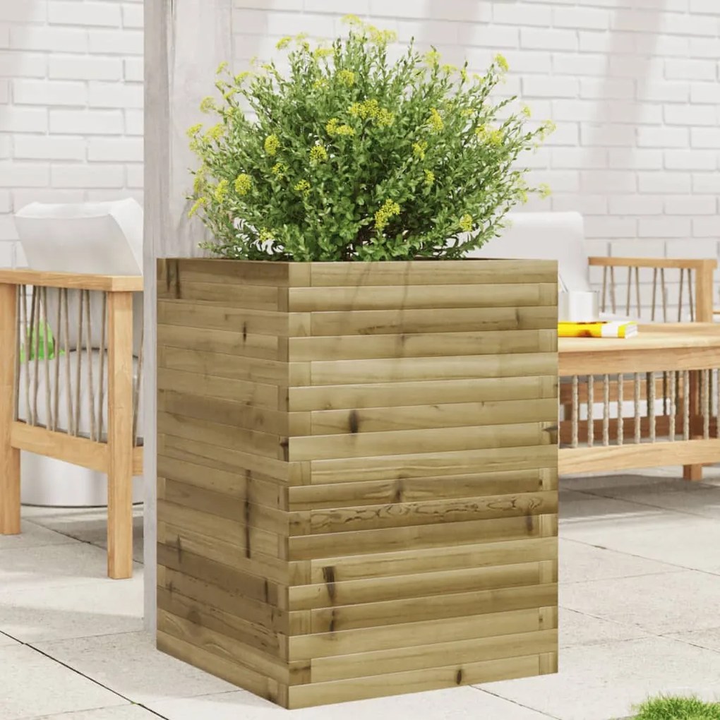 Fioriera Da Giardino 50x50x68,5 Cm İn Legno Di Pino Impregnato /